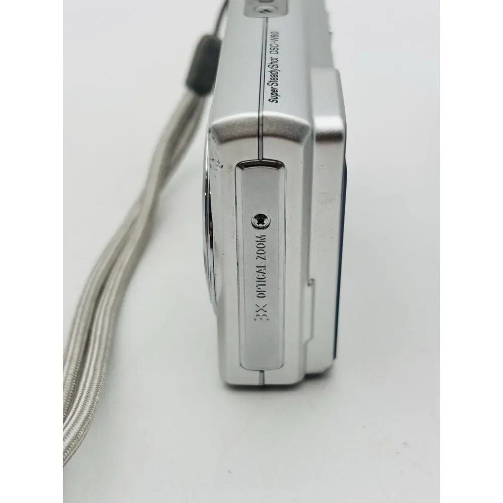 Sony Cyber-shot DSC-W80 Digital Camera Silver 7.2MP Tested Works W/ Charger